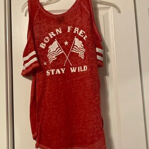 Cute red and white top off shoulder